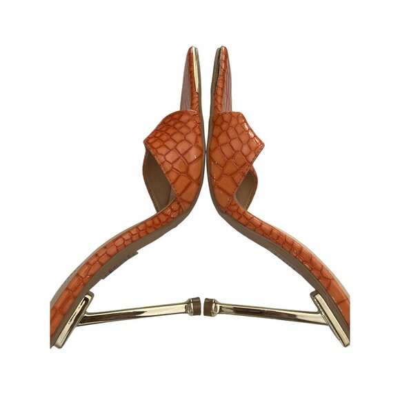 Simmi London Torez-1 women size 6 Orange Croc Pattern open Toe Heels Mules shoes - Picture 5 of 7